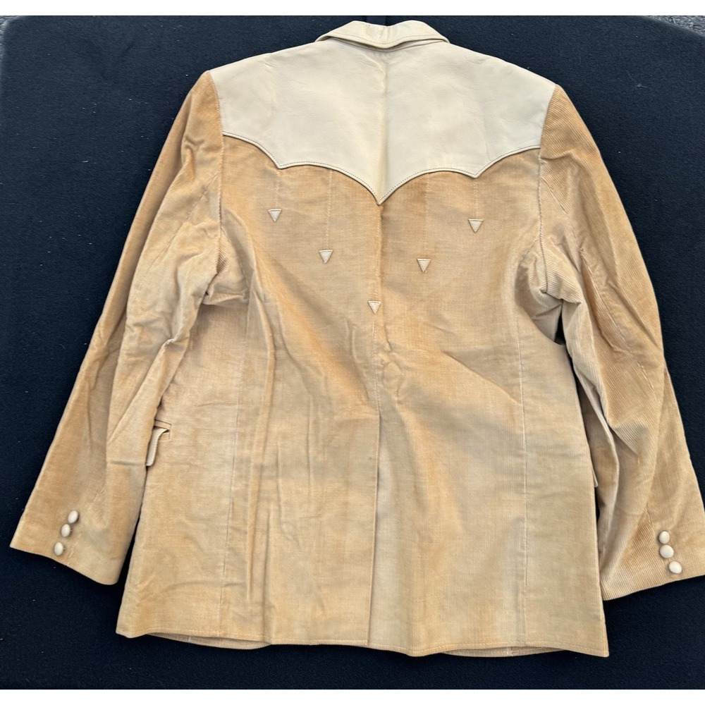 Vintage Pioneer Wear Genuine Leather Western Blazer Jacket Tan Made USA - Picture 8 of 14